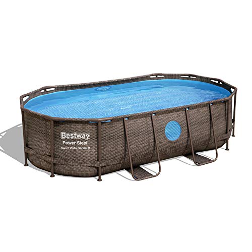 Bestway Power Steel™ Swim Vista Series™ Frame Pool 427 x 250 x 100 cm, Komplett-Set mit Filterpumpe, oval, braune Rattan… – Bild 5