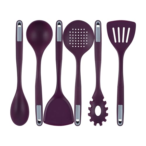 Met Lux Kitchen Utensil Sets, 10 Silicone Utensil Sets - 6 Pieces Per Set, High-Heat Tolerance, Purple Silicone Kitchen Utensils, For No-Stick Cookware - Restaurantware