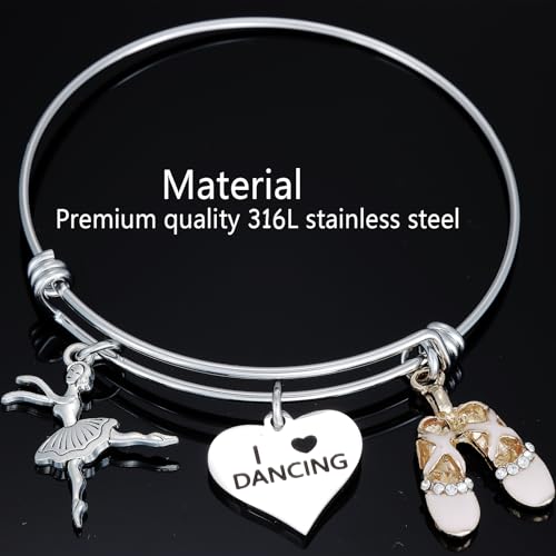 HUTIMY Dance Bracelet for Teenagers Gifts Teen Women Ballet Teacher Birthday Presents Dance Charm Dancer Bracelet2