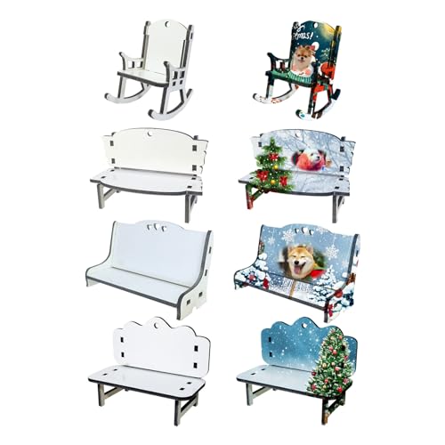 Sublimation Bench, Sublimation Blank Memorial Benches Double-Sided Sublimation Handmade Heat Transfer Blanks Chair Christmas Tree Ornament MDF Sublimation Accessories for Home DIY Decor (8pcs small)
