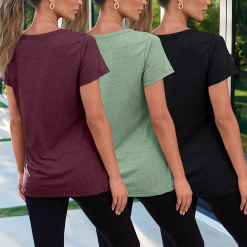 SUNBS Womens 3 Pack T-Shirts Short Sleeve Summer Tops Fashion Basic Tees Comfy Casual Vacation Outfits Workout Clothes 20254