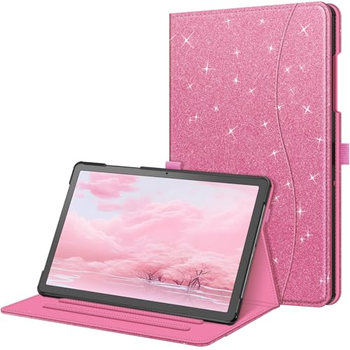 Fintie Case for Samsung Galaxy Tab A9 Plus/A9+ 5G 11 Inch 2023 Model (SM-X210/X216/X218), Multi-Angle Viewing Smart Stand Back Cover with Pocket Auto Wake/Sleep, Glittering Pink
