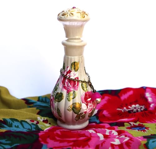 Elegant Hand-Painted Rose Glass Perfume Bottle with Dauber – Romantic Victorian Decor for Vanity and Gift Giving - Image 5