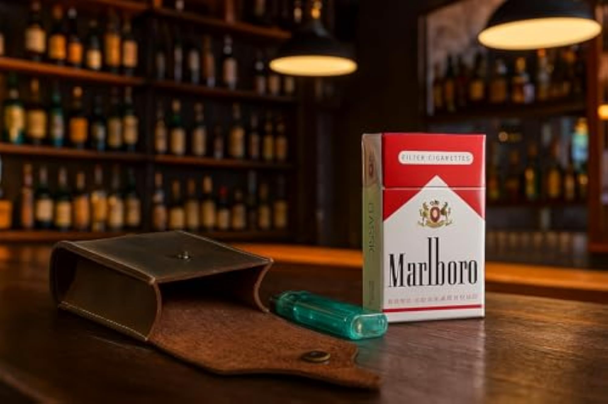 Men's Dark Brown Leather Cigarette & Lighter Cover