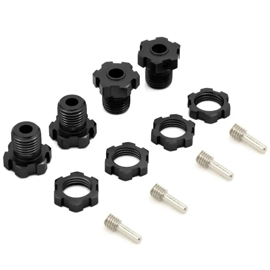 4 Set 17MM RC Car Hex Wheel Hubs - Aluminum Alloy Replacement For 1/10 Summit 5353X (Black)