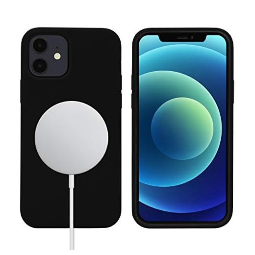 PETERONG fodral silikon med magneter för iPhone 12/12 Pro(6,1 tum), kompatibel med Magsäker, silikonskal, skyddande fodral, stöttålig anti-repor fullt skydd fodral (svart)