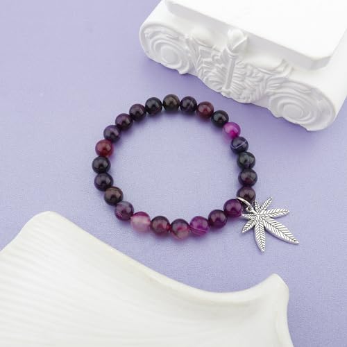 Image of MollyQueen Weed Bracelet Weed Gifts Weed Charm Bracelet Natural Stone Bracelet Smoker Gift