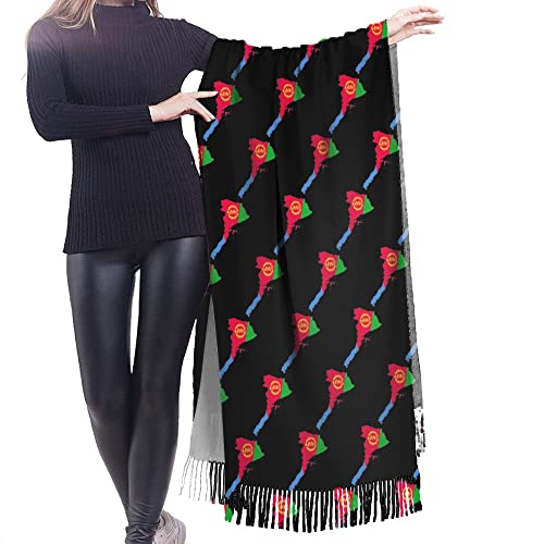 eritrean flag map Womens Winter Scarf Cashmere Feel Shawl Wrap Soft Warm Blanket Scarves Fringe Scarf3
