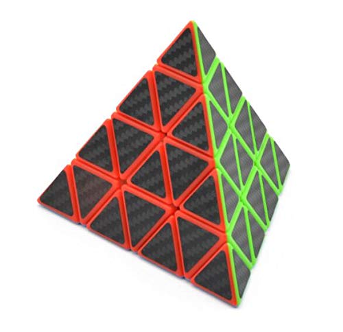 CuberSpeed Phantom Pyraminx 4x4 stickerless with Black Carbon Fiber Stickers Magic Cube Master Pyraminx Carbon Fiber Sticker Twisty Puzzle