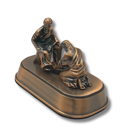 Estatua de Jesús lavando pies de discípulos cobre 3 in miniatura 2