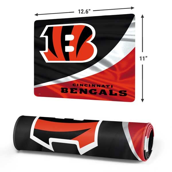 Skinit Small Gaming Mouse Pad - Officially Licensed Cincinnati Bengals Design with Stitched Edges, Waterproof, Non-Slip Rubber Base, Desk Mat for Keyboard & Mouse, 12.6