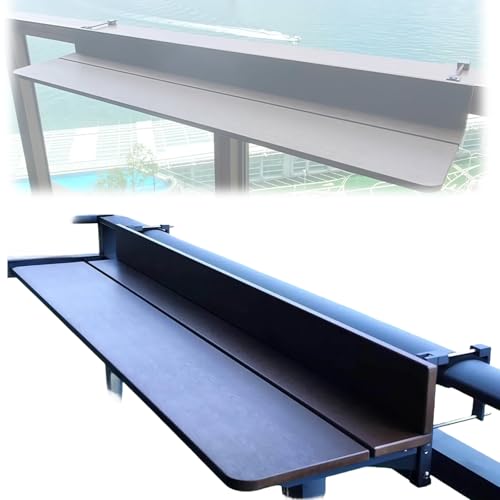 Mesa de bar plegable para balcón, altura ajustable, ahorra espacio, mesa de barandilla para café, comedor y trabajo