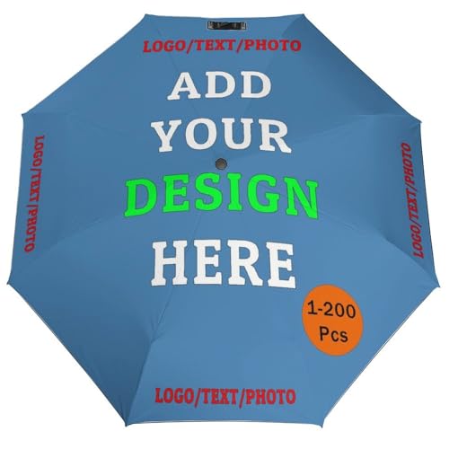 KOALEIU Custom Umbrellas Personalized Umbrella with Pictures Logo Text Customize Foldable Umbrella Compact Travel Umbrella Gifts for Men Women, SteelBlue