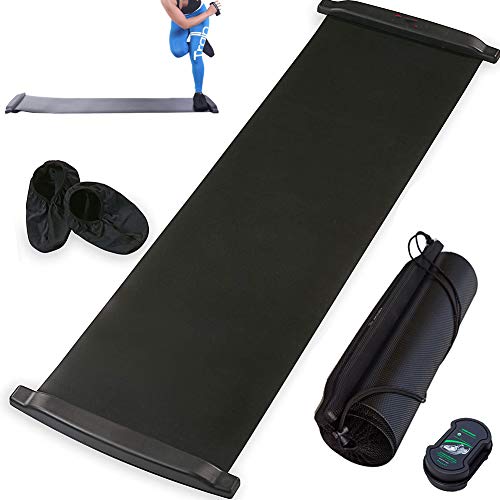 CUTEY Slide Board Tabla De Deslizamiento Patinaje De Velocidad, Hockey, Hockey sobre Hielo, Equipo De Entrenamiento Completo, Entrenamiento Fsico Y Terapia,Negro,2.0M/6.56FT
