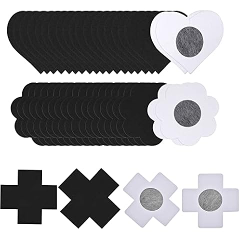 Tugaizi 60Pcs Nipple Covers Disposable Nipple Breast Covers Breast Petals Comfortable Adhesive Satin Petals Pasties for Women,Black Cover