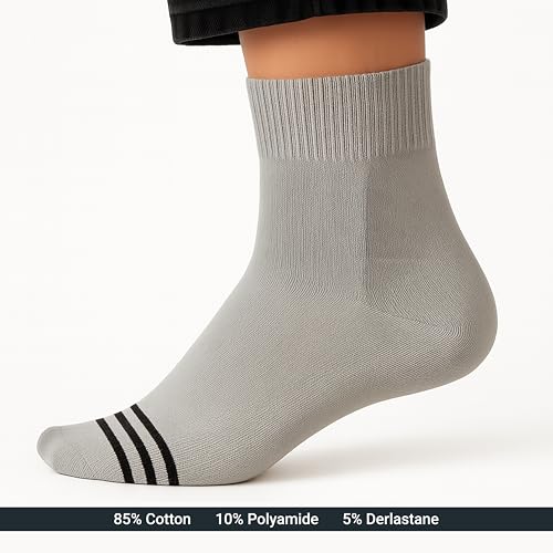 Men’s Cotton Ankle Socks Size 7-12 – 6 Pairs Black White Grey – Soft Breathable Casual Sports Work Everyday Socks2