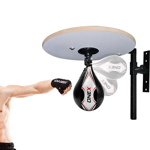 Speed Ball Platform Adjustable Punching Speed bag Wall Mounted Hanging Speedball Platform Fitness Boxing Training MMA Heavy Duty Wall Mounting Frame (WHITE)