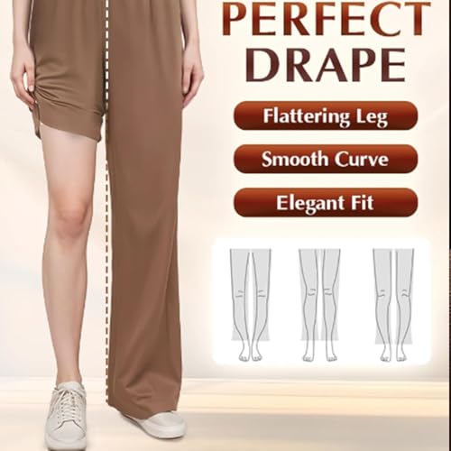 SwiftPura High Rise Soft Pull-On Drape Pants, Wide Leg Lounge Trousers with Elastic Waist for Work Travel Daily Wear4