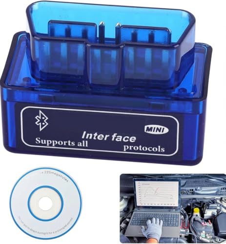 Mini Bluetooth Code Reader, Scanner Car Automotive Engine Scanner for Android and Windows, ELM327 Diagnostic Scan Tool, Check Engine Code Reader with Fault Code Reader (V2.1)