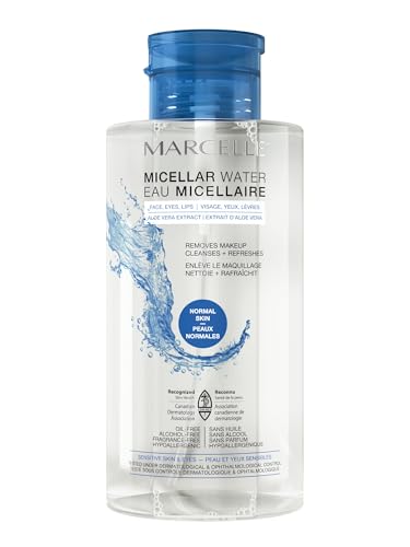 Marcelle Micellar Water, Normal Skin, Makeup Remover, Aloe Vera Extract, Sensitive Skin and Eyes, Oil-Free, Alcohol-Free, Fragrance-Free, Hypoallergenic, Cruelty-Free, 13.5 Fl. Oz.