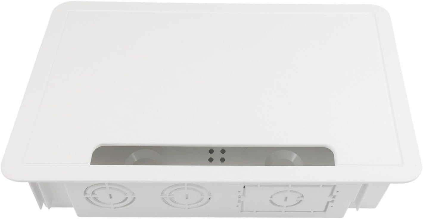 9in Recessed Wall TV Media Box with Outlet and Network Enclosure for Cable Management, Plastic White 39x26.5x9.5cm Fits Standard 16in Studs Compatible with New Builds and Retrofits