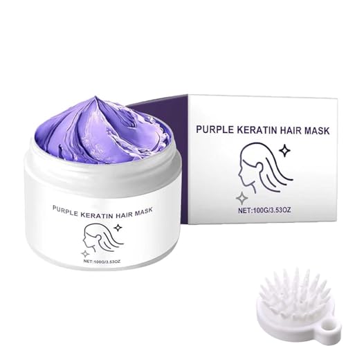 Mascarilla Capilar de Keratina Morada Detroitrain, Acondicionador Hidratante Detroitrain, Acondicionamiento Profundo para Cabello Seco y Dañado,Mascarilla Capilar Power Purple,Cabello más Sano (1PCS)