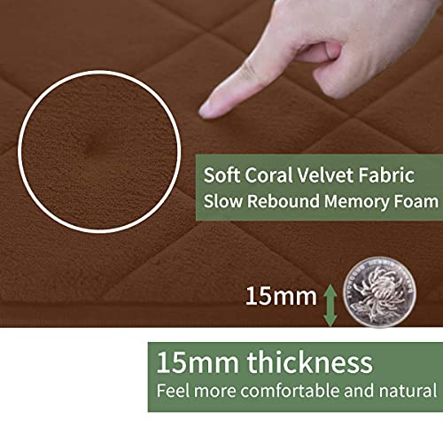 Findnew Non-Slip Soft Microfiber Memory Foam Bath Mat,Toilet Bath Rug,With Non-Skid Bottom Washable Quickly Drying Bathroom Mats (16" X 24", Coffee-Net) #TOP4