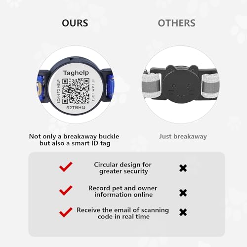TAGHELP Stars and Moon AirTag Cat Collar with AirTag Holder,Air Tag Cat Collar for Apple. Solid & Safe, Pet Collar, Breakaway Cat Collar, Scan QR for Instant Location Alerts.NO APP(Black)