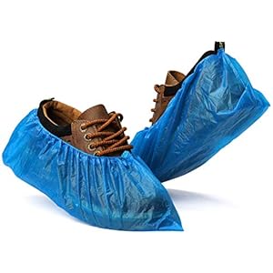 1ABOVE Premium Disposable Shoe Covers- Plastic Waterproof Foot Covering Dust Proof Indoor Shoe Protectors Blue One Size Fits All, (PACK OF 100)