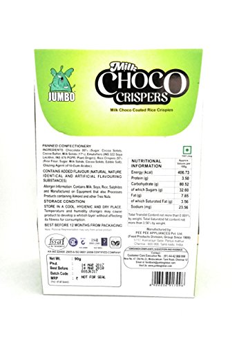 Image of JUMBO Milk Choco Crispers, Crunchy Chocolate Balls /Buttons, Crispy Crunchy Rice Crisp Chocolate, Perfect Chocolate treat for Kids, 90g Treat Pack, Pack of 2