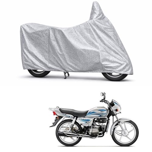 Image of 100% Waterproof Two Wheeler Body Cover Multi Layered Fabric Designed for Hero Splendor Plus I3S | Belt Buckle Lock | Silver Mag
