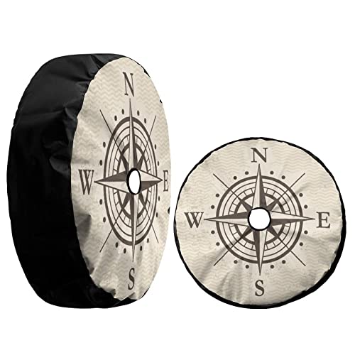 Image of Delerain Spare Tire Cover with Backup Camera Hole Wind Rose Wheel Covers Waterproof Dust-Proof UV Sun Universal Fit for RV Trailer RV SUV Truck (18 Inch for Diameter 32 inch-34 inch)