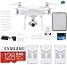 DJI Phantom 4 PRO Quadcopter Drone with 1-inch 20MP 4K Camera KIT + 3 Total DJI Batteries + 2 64GB Micro SDXC Cards + Reader + Snap on Prop Guards + Range Extender + Charging Hub (White)