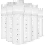 ONLYFU 4 Pcs Root Comb Applicator Bottle, 6 Oz Hair Dye Applicator Bottle with Comb and Scale Plastic Hair Oil Applicator Bottle for Hair Dye and Hair Care (4 Pcs)