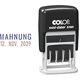 COLOP S160 Datumstempel MAHNUNG – zweifarbig Rot Blau Abdruck – selbstfärbend – Mini Büro Stempel mit Datum für Buchhaltung Mahnwesen Dokumente ca. 25x5 mm