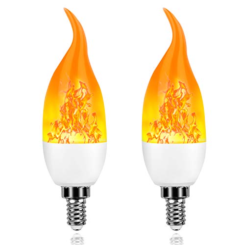 Artistic Home Xmas Decor Flame Light Bulbs - 2019 Upgrade 4 Modes Flame Effect Light Bulbs - E12 Led Flickering Candelabra Light Bulbs For Xmas/Indoor/Outdoor/Hotel/Party/Bar Decorations(2 Packs) #TOP13