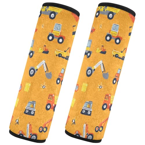 Seat Belt Covers 2 Pack Construction Truck Car Seat Strap Covers Super Soft Car Seat Neck Cover for Boys Girls Adults Babies M