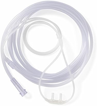 Medline Soft-Touch Nasal Oxygen Cannula, Standard Connector, 4-ft. Tubing Length, Adult Size, 1 Count (Pack of 50)