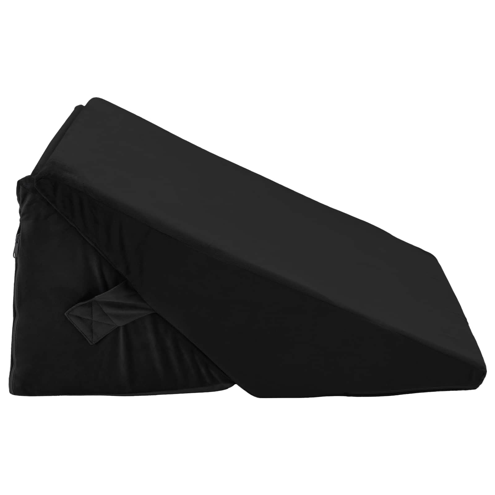 Cojín de esquina negro 55 x 55 x 26 cm de espuma viscoelástica funda de terciopelo y poliéster, diseño ergonómico para soporte de espalda y postura, ideal para cama o sofá, cuidado