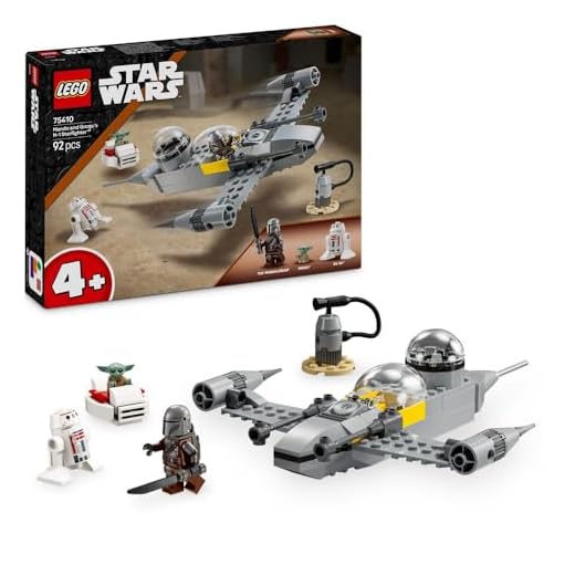 LEGO Star Wars 75410 Jeu de construction Le chasseur N-1 de Mando et Grogu avec The Mandalorian - Minifigurines de Grogu & R5-D4, Station essence à construire - Vaisseau spatial pour enfants dès 4 ans