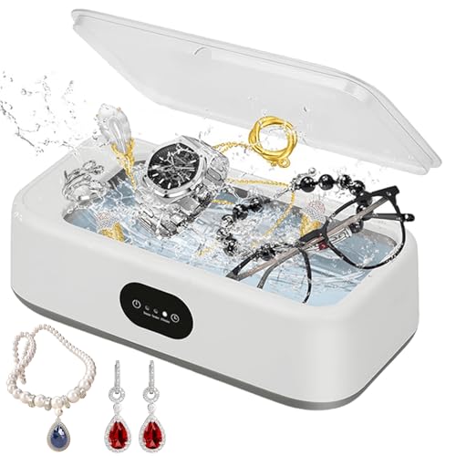 Asfrode Dispositivo de limpieza ultrasónica, 640 ml, limpiador ultrasónico, 49000 Hz, 24 W, limpiador ultrasónico para gafas, anillos, monedas, plata, oro