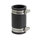 Supply Giant 6I46 Flexible Pvc Coupling with Stainless Steel Clamps, 1-1/2, Black