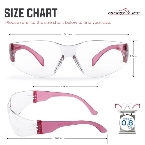 Image of BISON LIFE Clear Safety Glasses - ANSI Z87.1 Certified Scratch & Impact Resistant Eye Protection Goggles for Men & Women