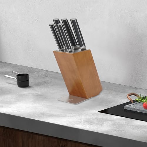 ZUNMARK Küchenmesser-Set, 6-teilig mit Block, X50CrMoV15 Hochleistungs-Edelstahl aus Deutschland, Platzsparendes Design – Ansicht 6