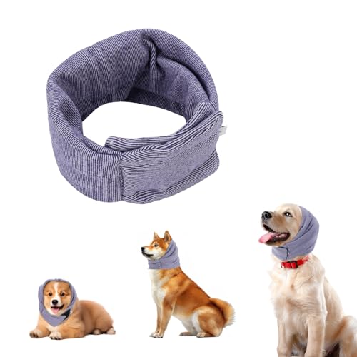 Image of Dog Snood, Adjustable Dog Calming Hoodie, Dogs Ear Cover for Noise Anxiety Relief, Hematoma, Grooming and Force Drying, Windproof Pets Headband for Grooming