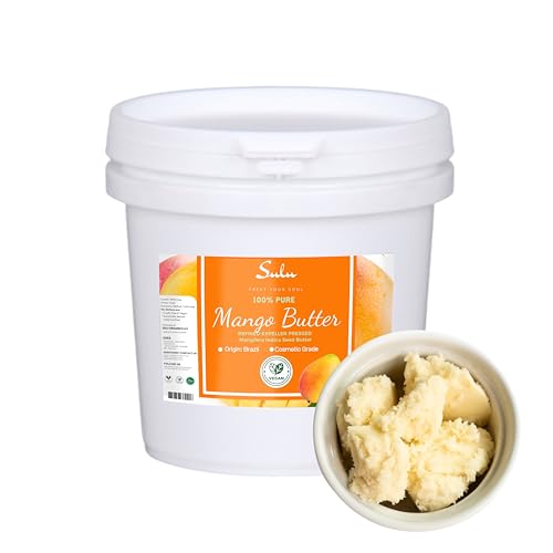 SULU ORGANICS 7 Lbs Refined Expeller Pressed Mango Butter- Cosmetic Grade-Cruelty Free-Vegan-Soap Making-Skin Care-Bulk Size