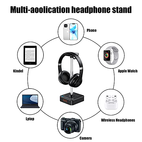 Rgb Headphone Stand With Usb Charger Cozoo Desktop Gaming Headset Holder Hanger With 3 Usb Charger And 2 Outlets - Suitable For Gaming, Dj, Wireless Earphone Display,Game Accessories Boyfriend Gifts #TOP5