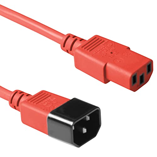 ACT Kaltgerätekabel 1.2m, C13 auf C14 Kaltgerätekabel Verlängerung, IEC Stecker auf Buchse 3 Pin - AK5105 Rot