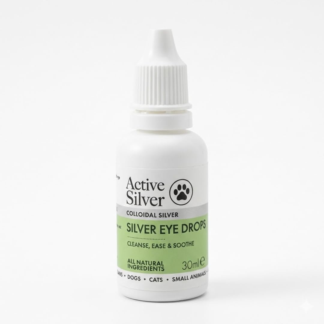 Active Silver - Natural Eye Drops for Pets with Colloidal Silver 10ppm - Pet Eye Care Liquid for Hygiene and Irritation Support – Non-Stinging, Vegan Friendly – Made in the UK - 30ml