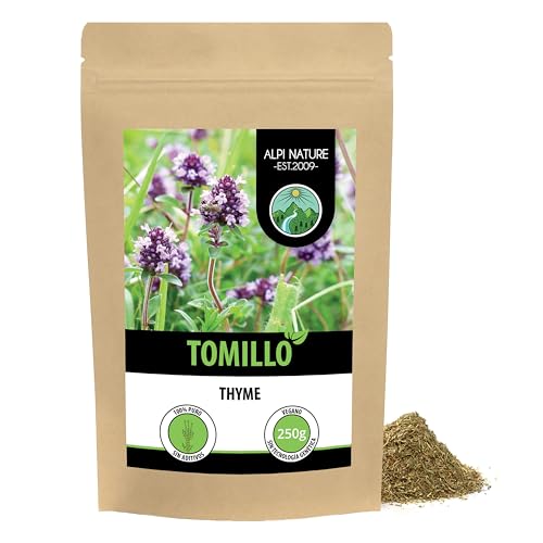 Tomillo seco (250g), Infusion de tomillo, tomillo frotado, 100% puro y natural para la preparación de mezclas de especias y té de tomillo